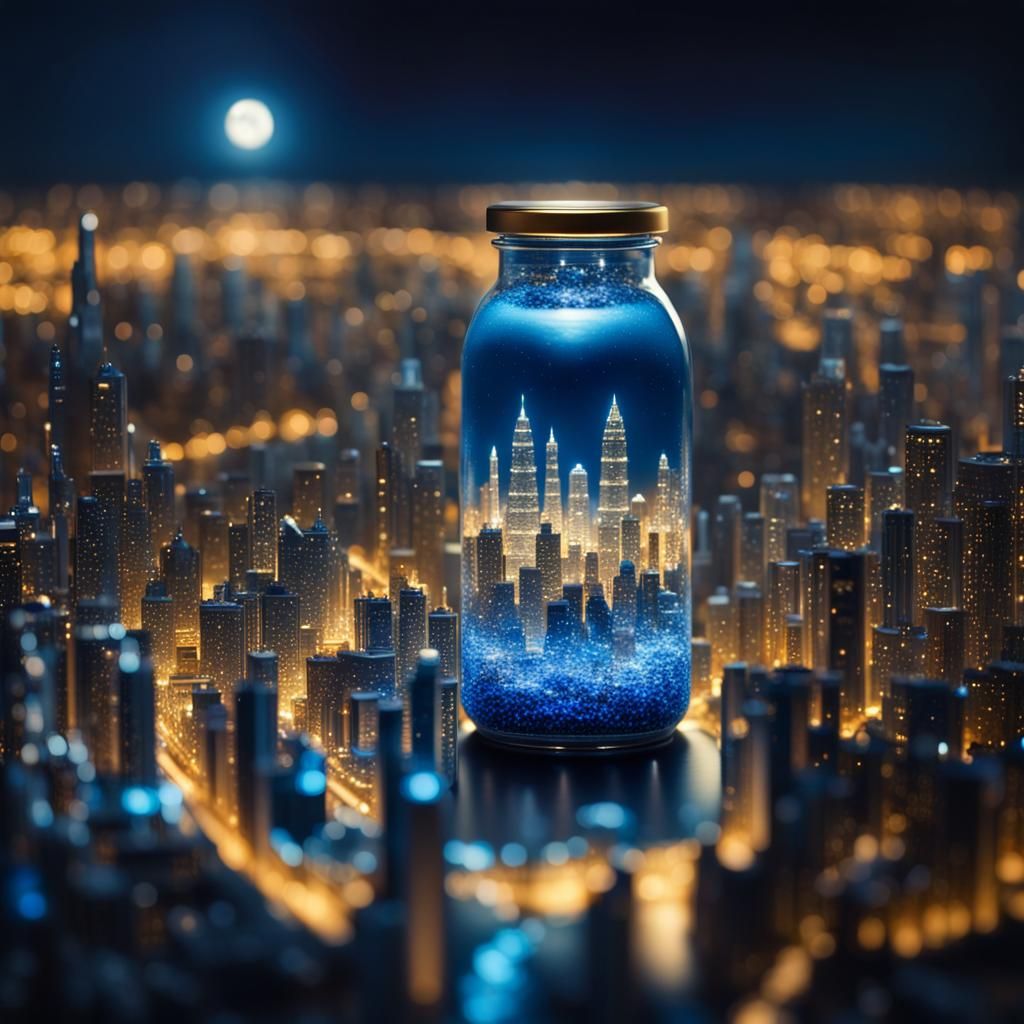 Miniature Futuristic City in a Jar
