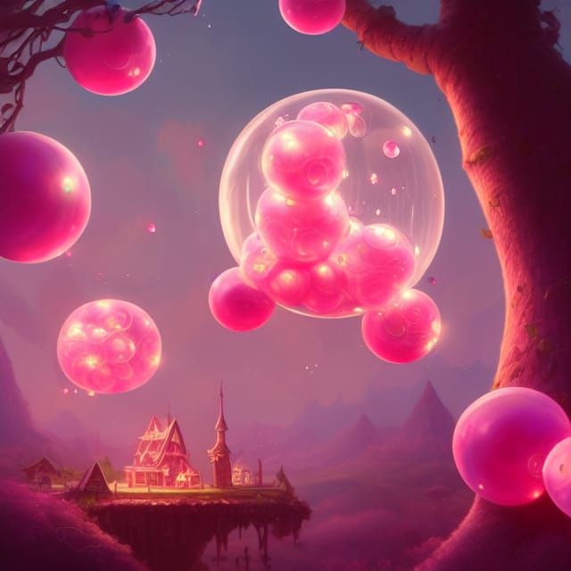 Pink Bubblegum Treehouse in Sci-Fi Digital Art
