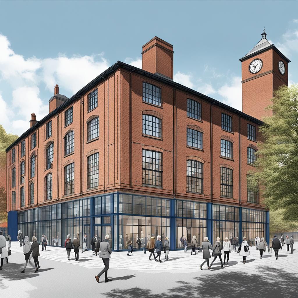 Modern Worsley Mill Concept Art: Refurbished Manchester Land...