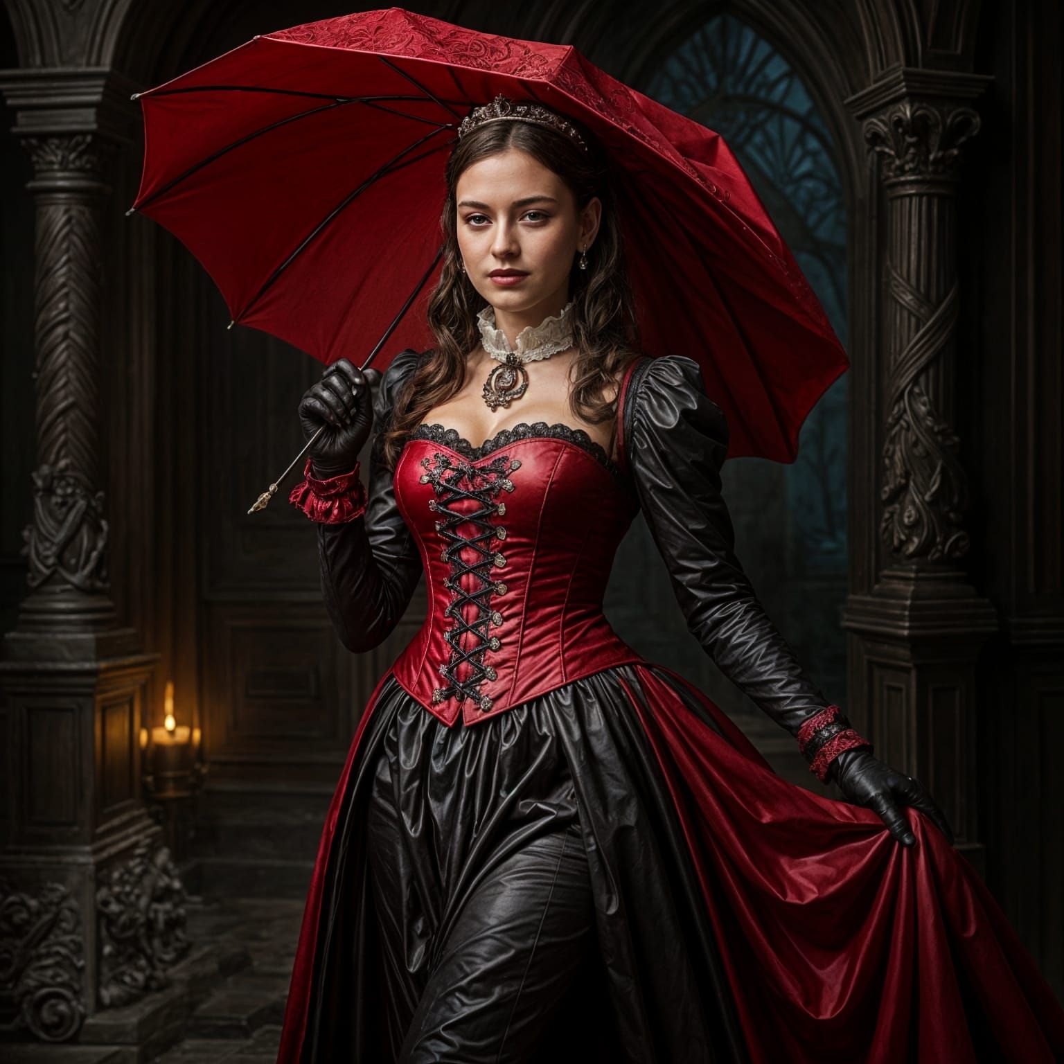 Victorian Interior with Elegant Umbrella