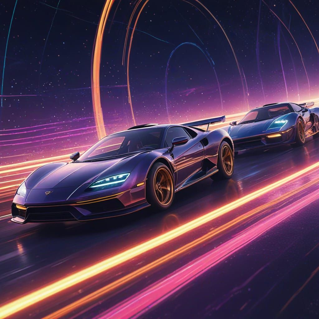 Vintage Sports Cars Racing on Saturn Rings