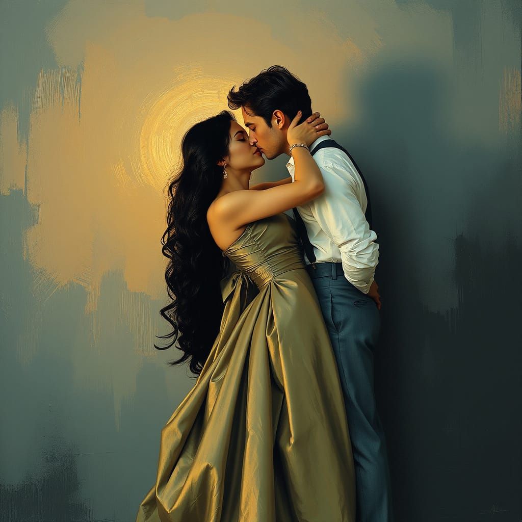 Tender Couple in Intimate, Vintage-Inspired Moment