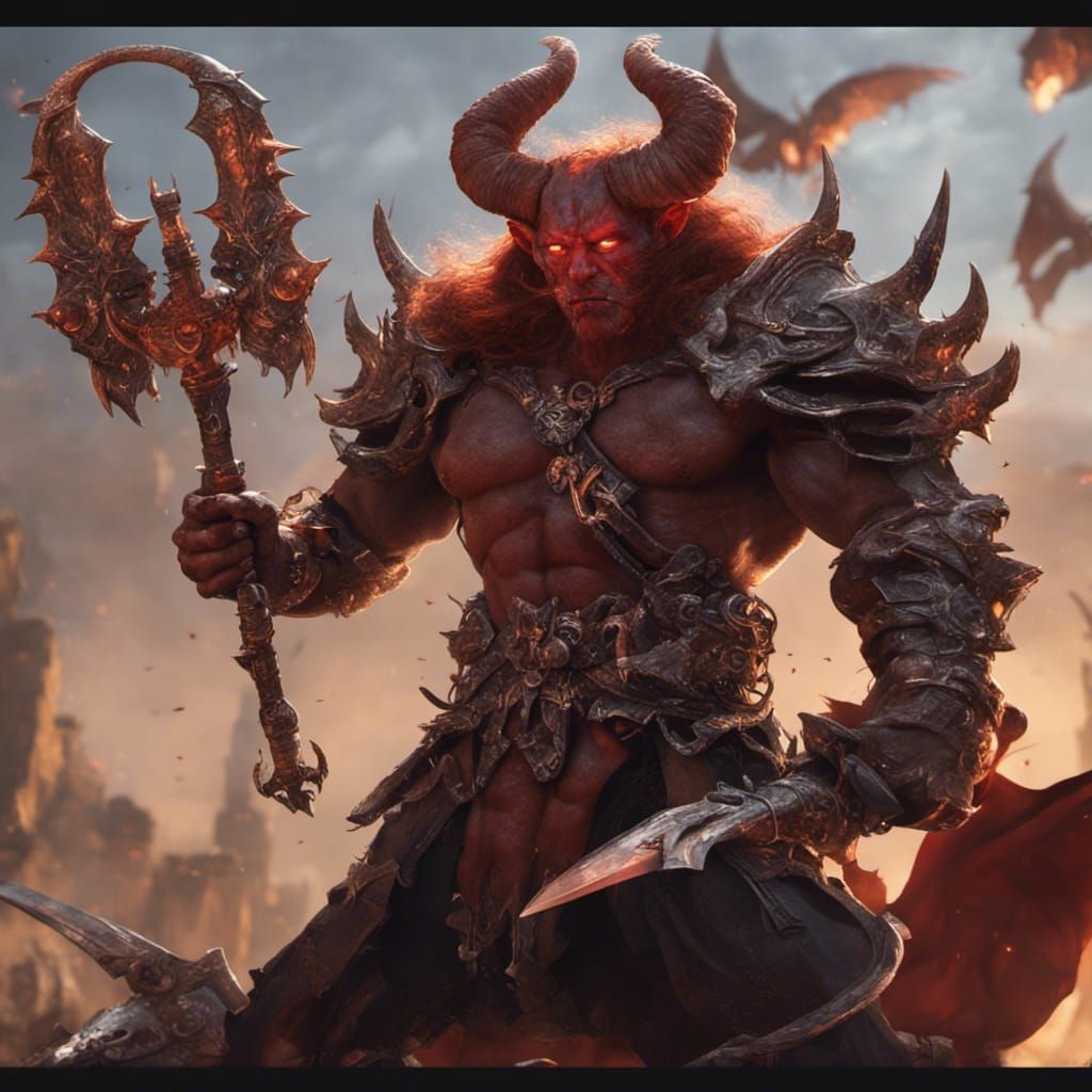 Tiefling Rogue and Barbarian with Daggers: Fantasy Art