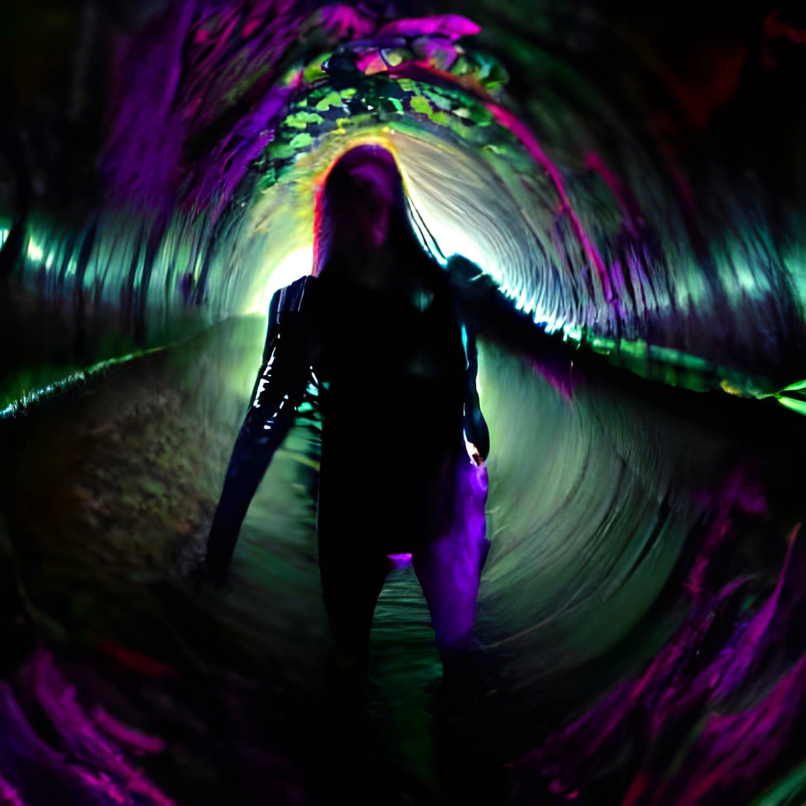 Dark Psychedelic Tunnel in Gothic Horror Style