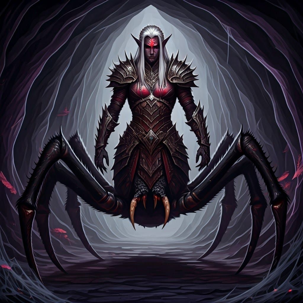 Fearsome Drider Warrior in Dark Fantasy Art Style