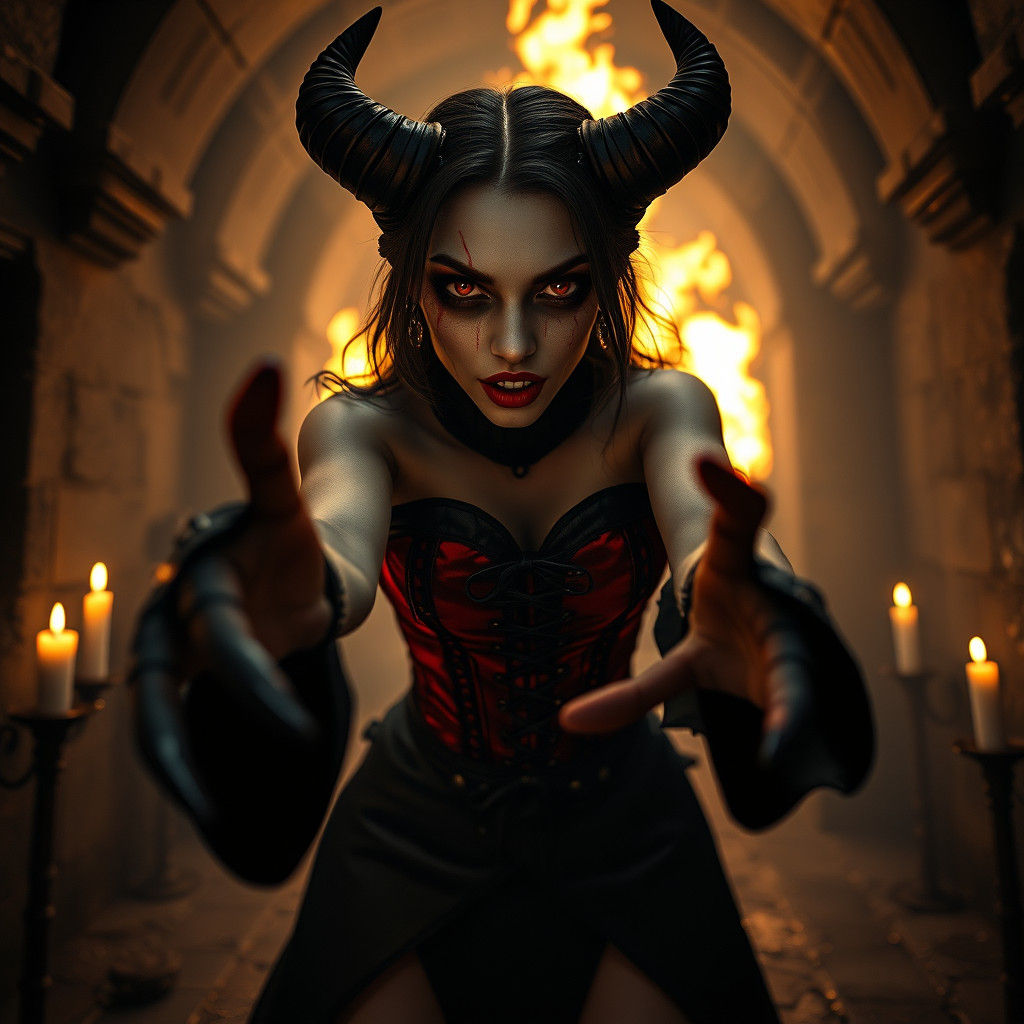 Goth Vampire Demon Reaching Out in Dark Fantasy Style