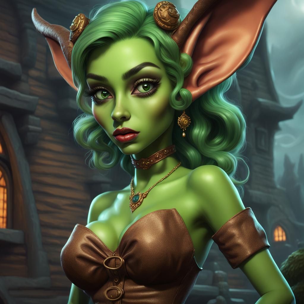 Goblin Pin-Up Illustration in Fantasy Art Style