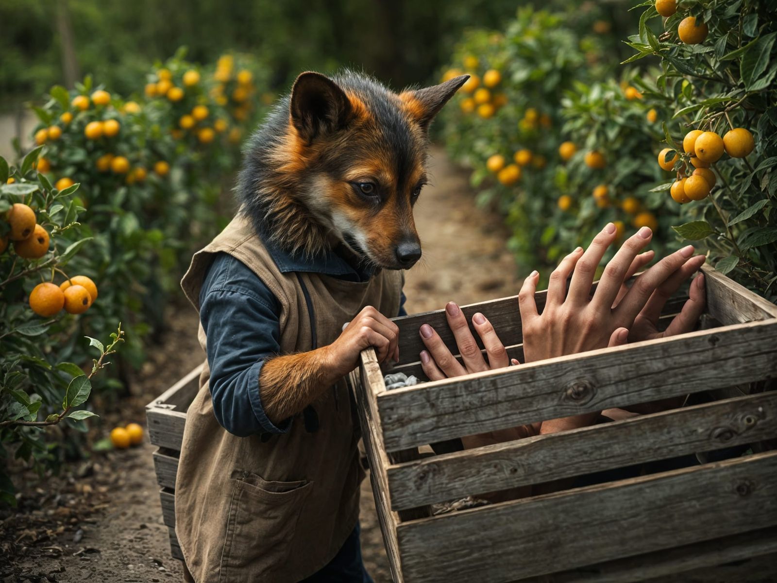 Kobold Gardener Harvesting Finger Fruit From Bushes