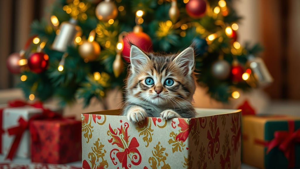 Christmas Kitten in Festive Indulgence