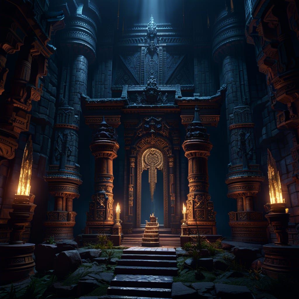 Dark Fantasy Dungeon Temple in 8k Resolution