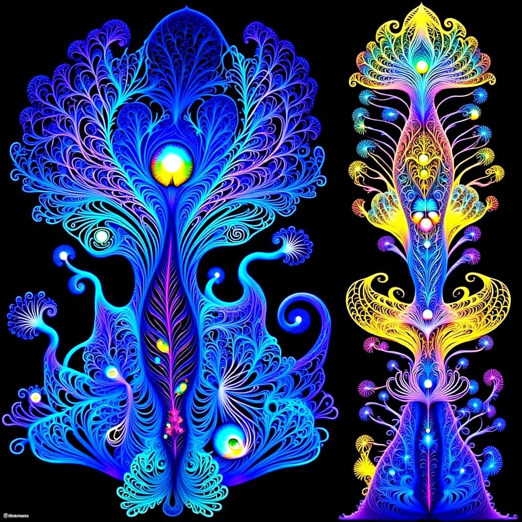 Exquisite Alien Model with Botanical Light Art