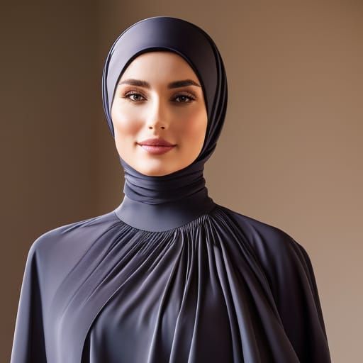 Modest Woman in Satin Hijab: Hyperdetailed Portrait