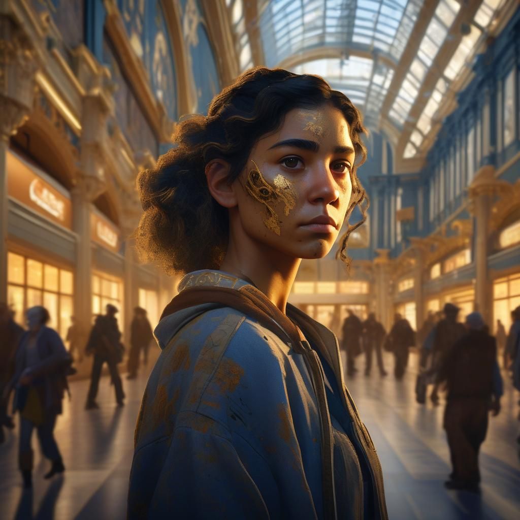 Latina in Zombie Apocalypse, Alphonse Mucha Style