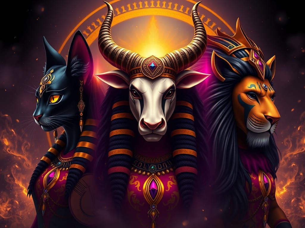 Majestic Egyptian Goddesses in Dark Fantasy Style