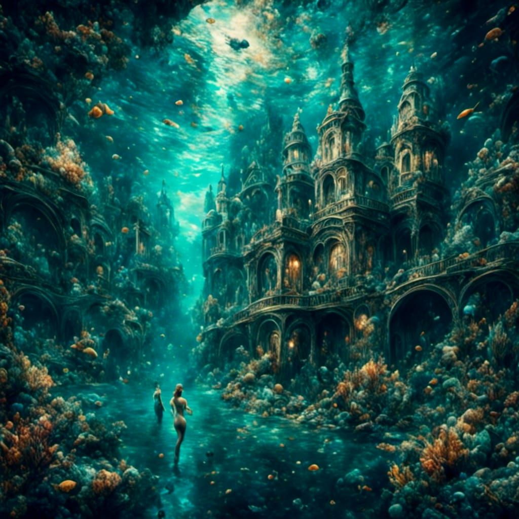 Underwater Victorian City with Mermaids