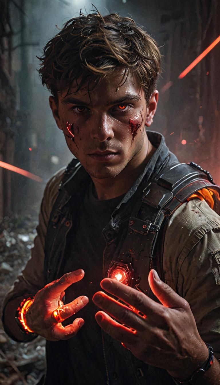 "Xmen Cyclops" He's throwing red laser beams out of his eyes