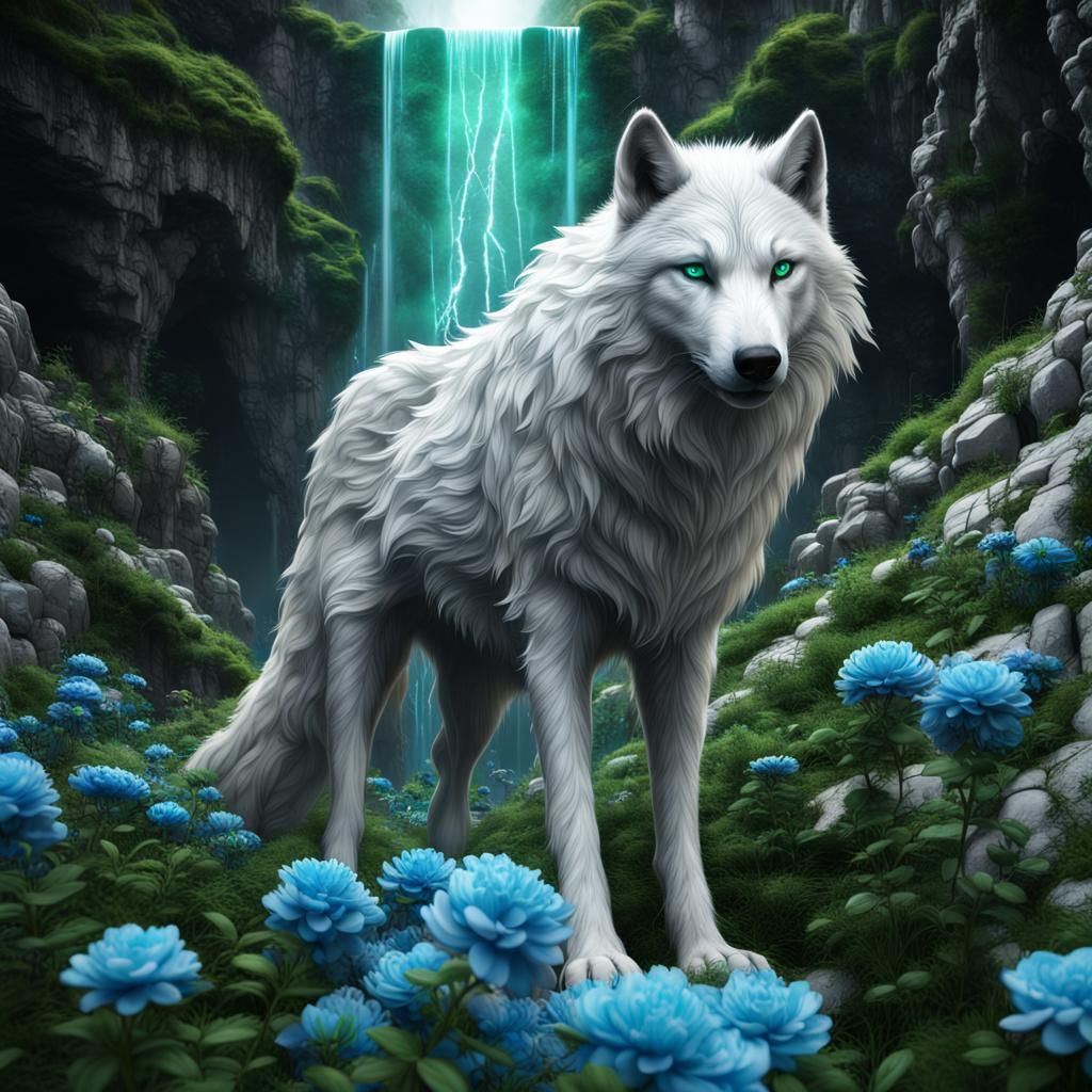 White Wolf in Black Maze with Glitter Palace