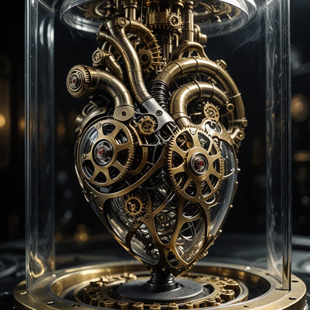 Surreal Bio-Mechanical Heart in Sterile Chamber