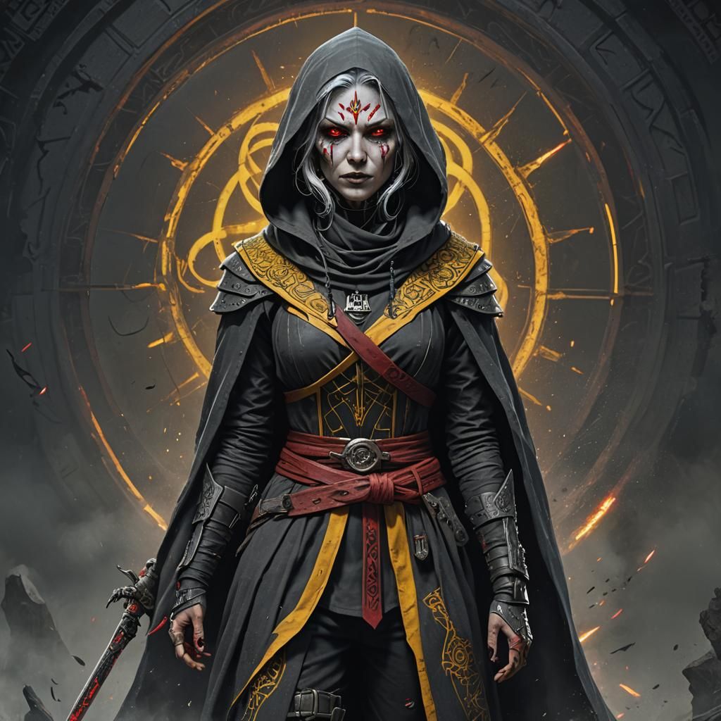 Sith Pureblood Ninja with Occult Tattoos in Digital Painting