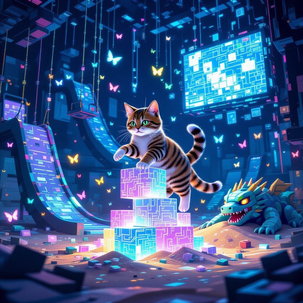 Cyber Cat on Data Cubes in Digital Playground