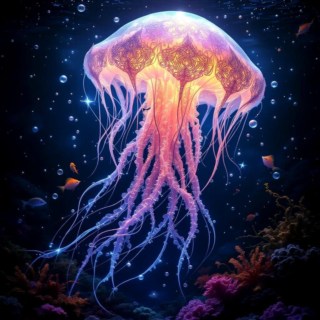 Surreal Underwater Scene in Vibrant Colors