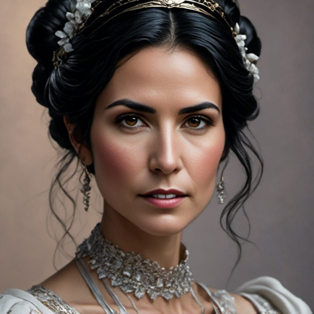 Photorealistic Portrait of a Pale Queen with Natural Lightin...