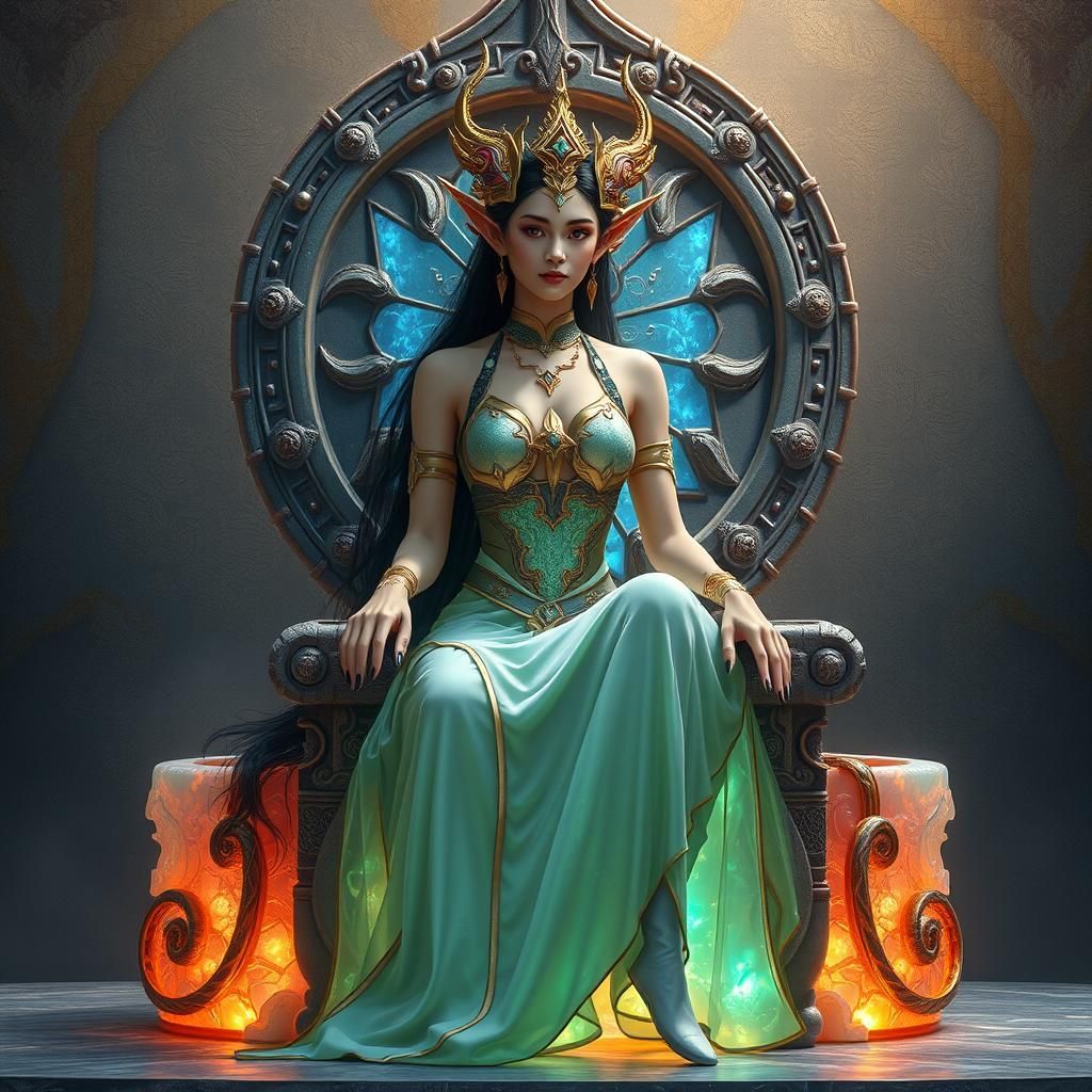 Elven Princess on Gaudi Opal Throne