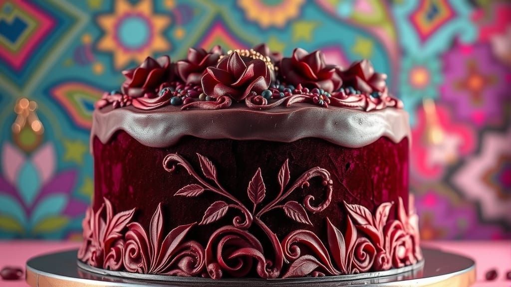 Hyperrealistic Velvet Cake with Intricate Details