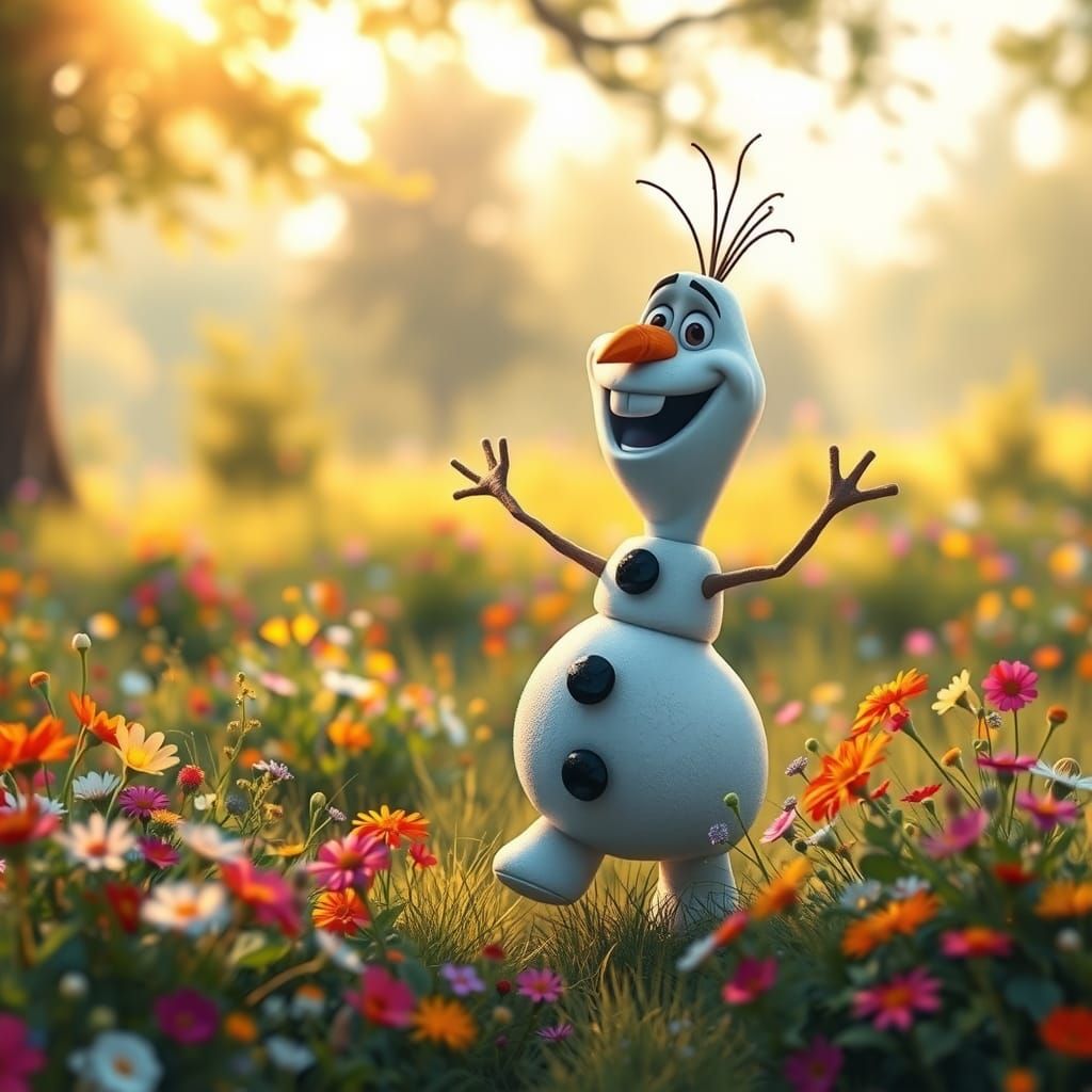 Olaf's Joyful Dance in a Summer Meadow