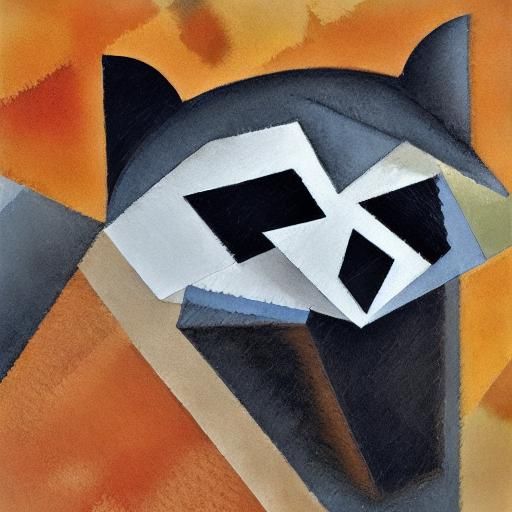 Cubist Raccoon Food Bag Still Life