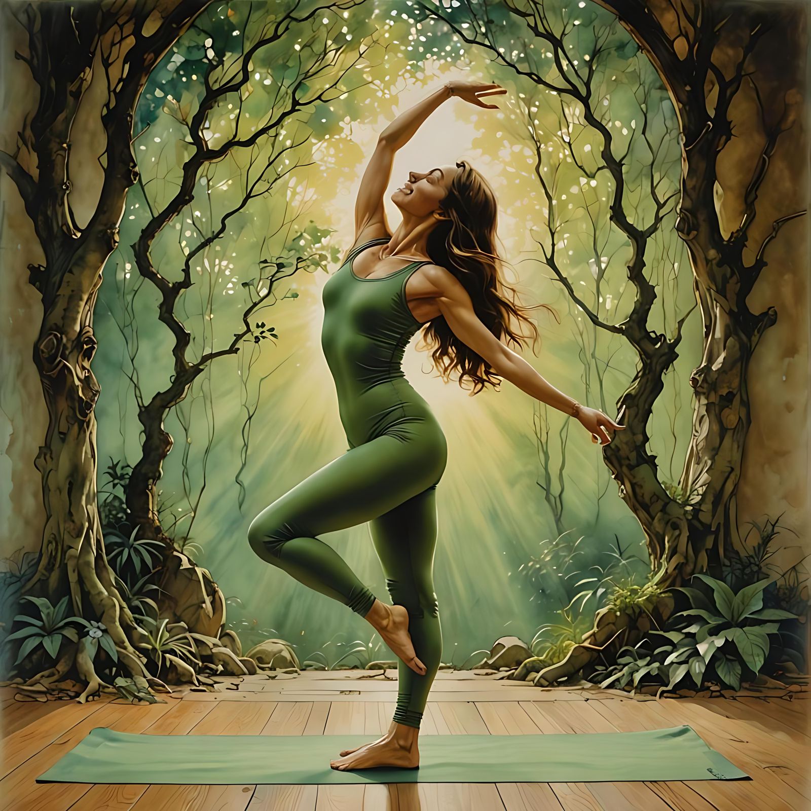 1970s Yogini in Hyperdetailed, Vibrant Style