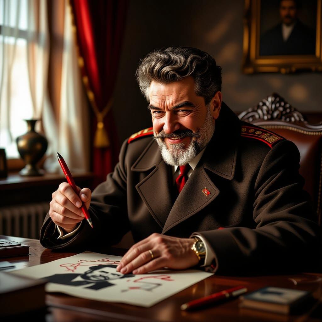Stalin Plots Against Enemies with Grim Satisfaction
