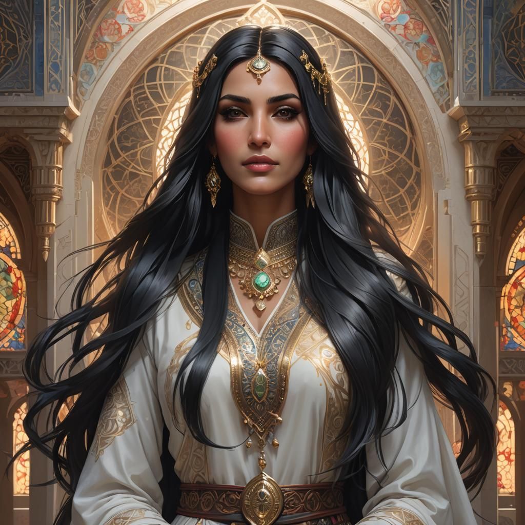 Arabic Woman Portrait in Hyperdetailed Digital Art