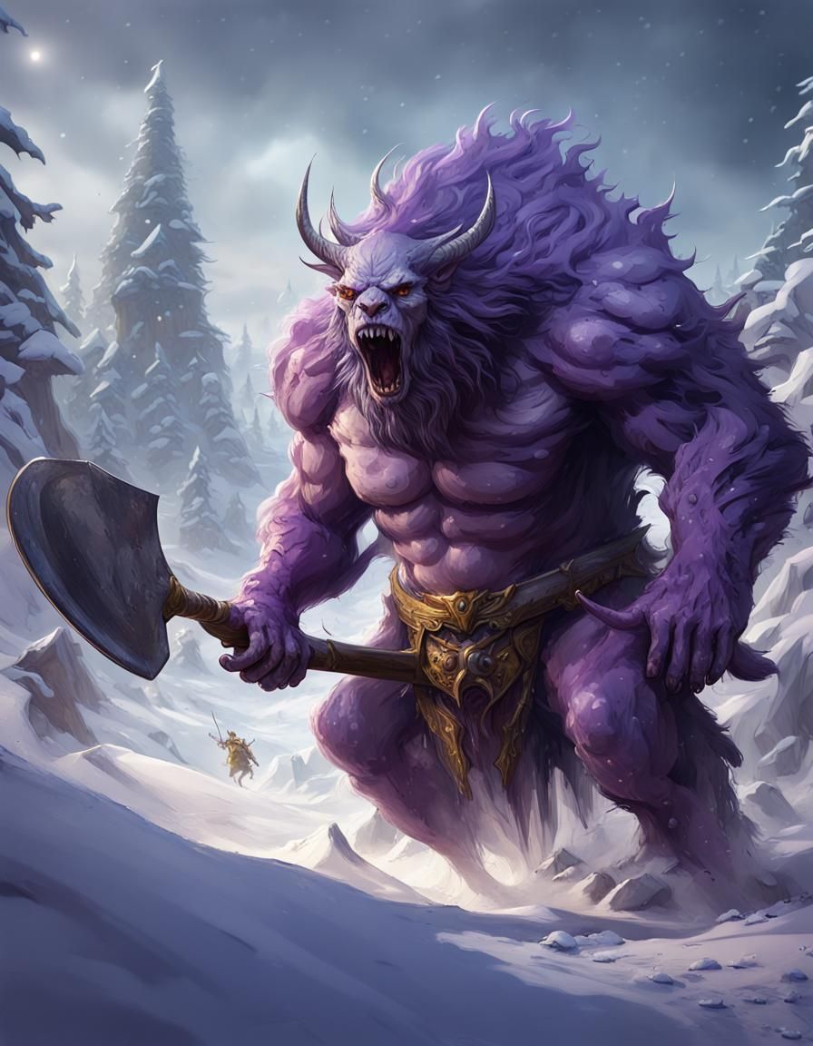 A shovel-beast attacks snow creatures  a masterpiece, 8k resolution, dark fantasy concept art, by Greg Rutkowski, dynami...