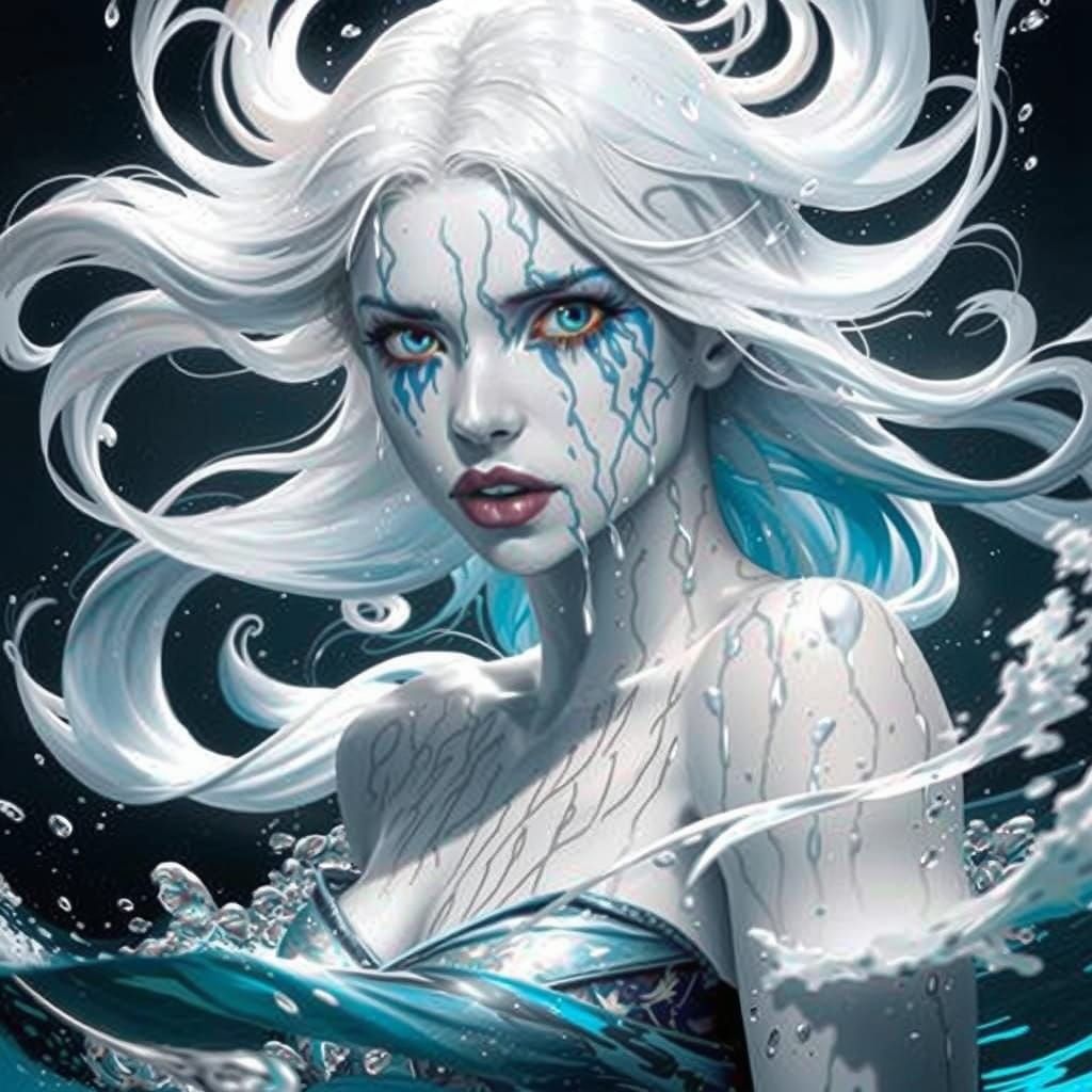 Pale Girl With 3 Eyes Screaming In Water