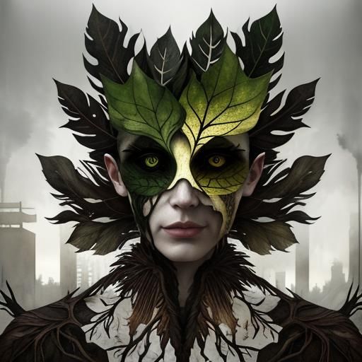 Surreal Root Creature in Dystopian Double Exposure