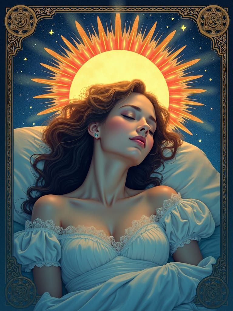 Moonlit Woman with Rainbow Light Celtic Border