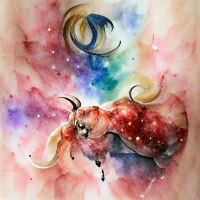 Aries in Beautiful Watercolor with Space Background