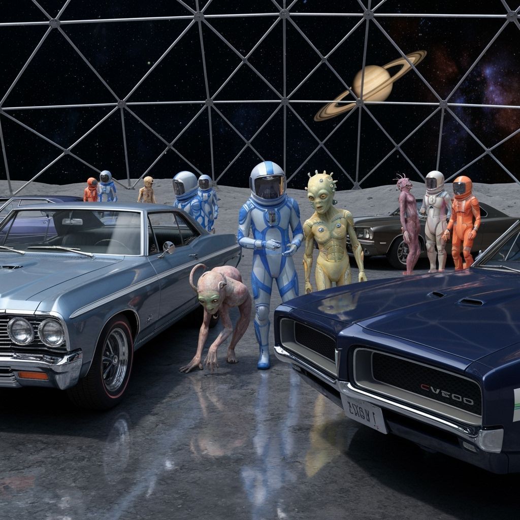 Muscle Cars on Moon Under Dome