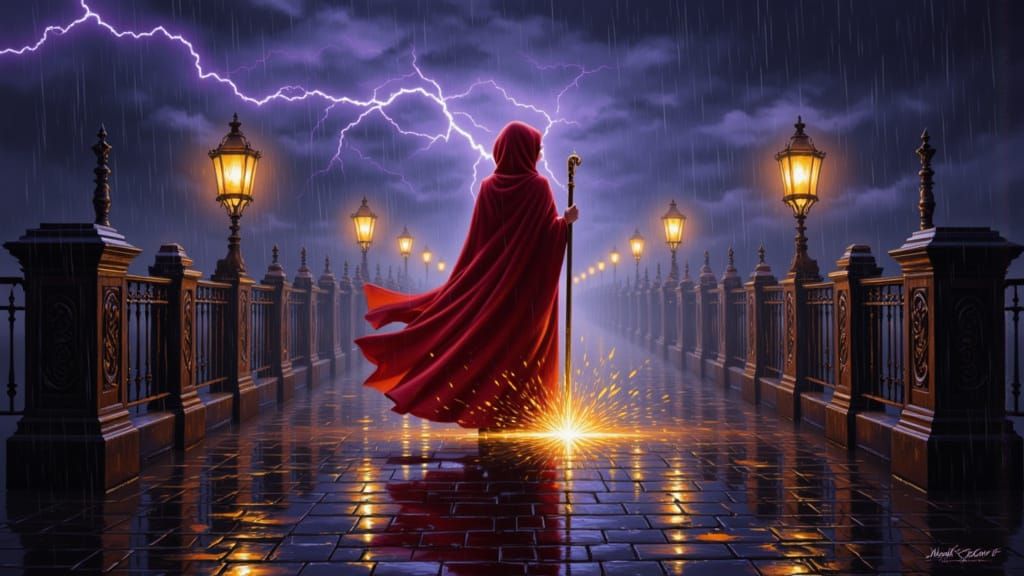 Sorceress Under Twilight, Romantic Oil Painting