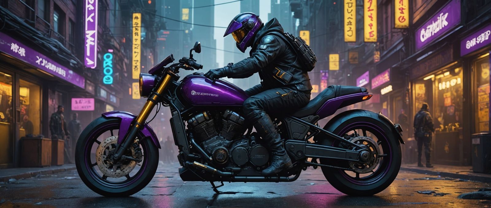 Cyberpunk Biker in Dark Fantasy Art Style