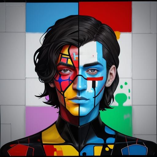 Mondrian Inspired Graffiti Face Art