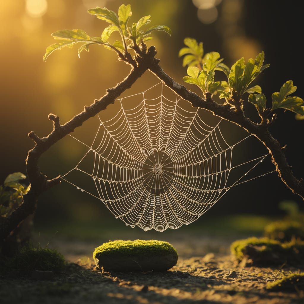 Golden Web in Forest Glow
