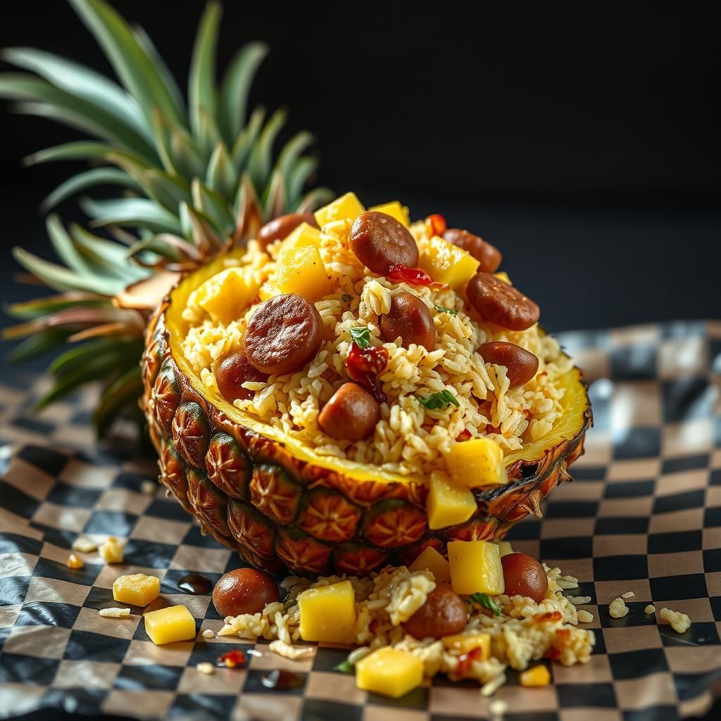 Delicious Pineapple Fried Rice in Detailed Matte Painting
