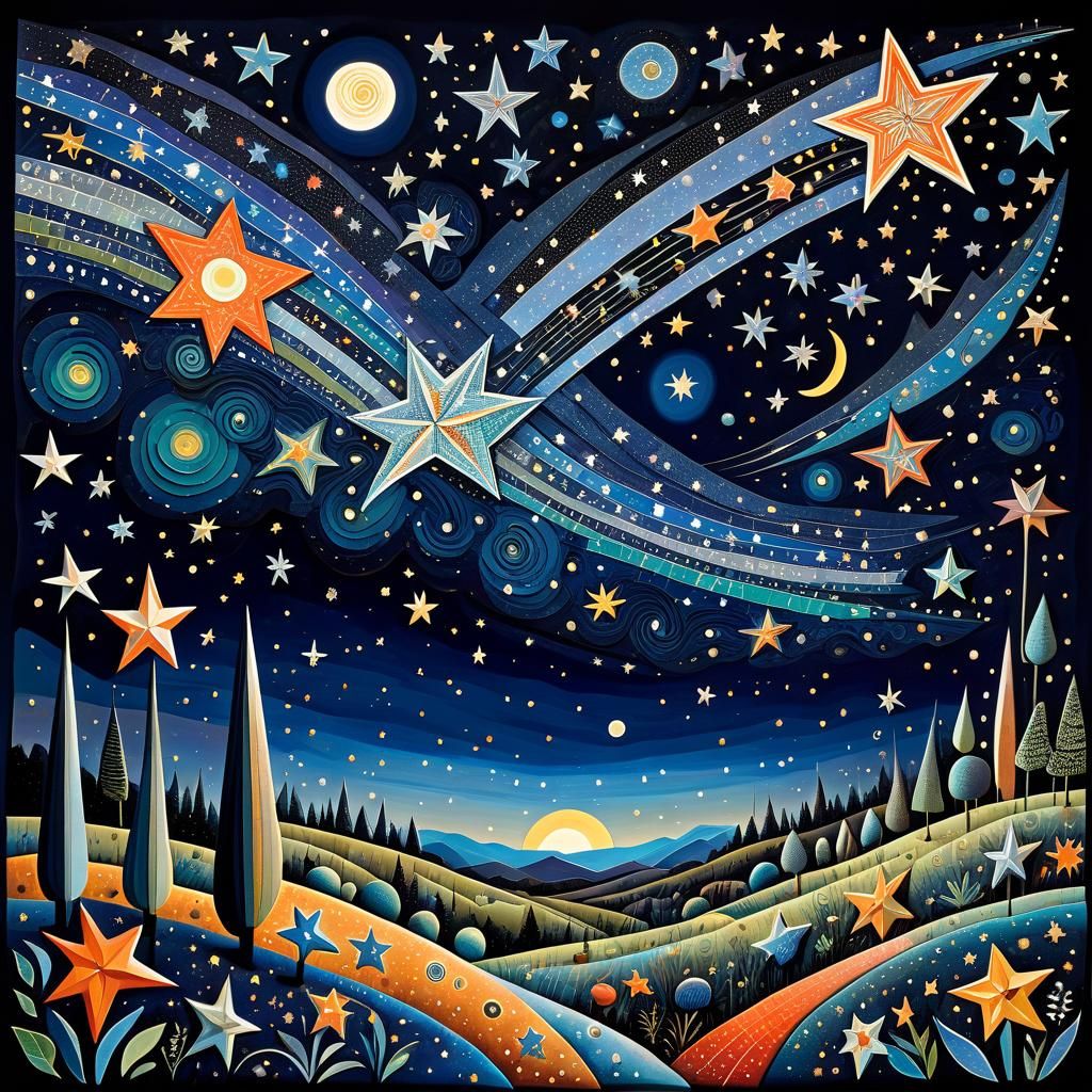 Whimsical Shooting Star in Surrealist Style