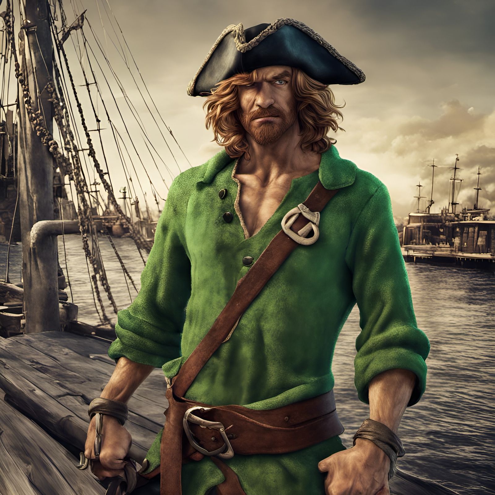 Shaggy Rogers as a Pirate: Hyperrealistic Image