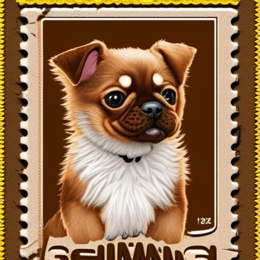 Adorable Puppy on a Postage Stamp