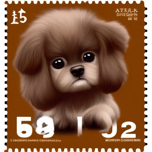 Adorable Puppy on a Postage Stamp Art