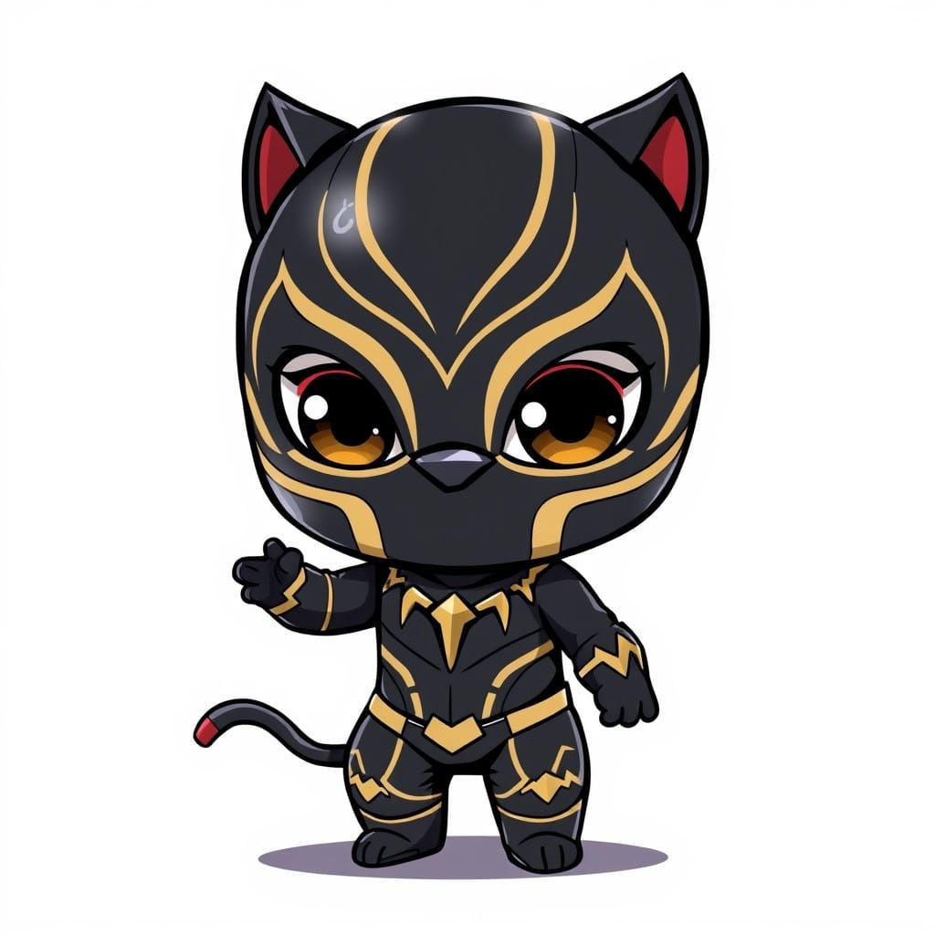 Chibi Black Panther Suit in Vibrant Colors