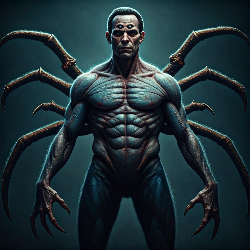 Grotesque Spider-Man Hybrid in Sci-Fi Horror Style